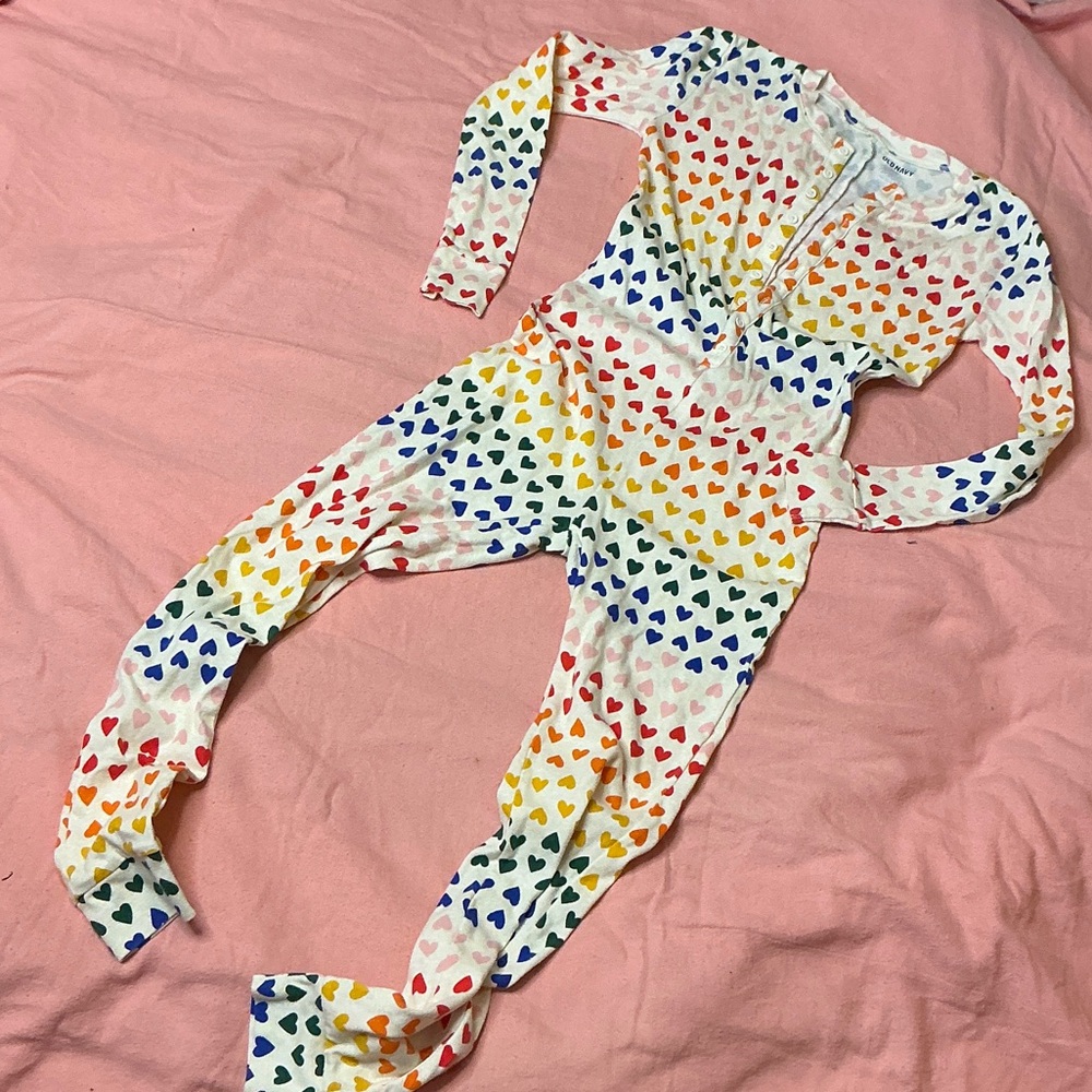 Old Navy Heart Print Onesie - Multicolor Girls Size XL